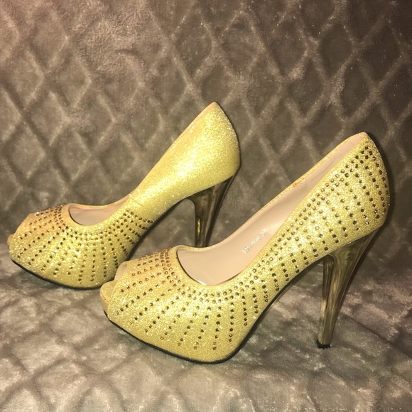 Stylo Bling Glitter Rhinestone Peep Toe Heels - Picture 5 of 8